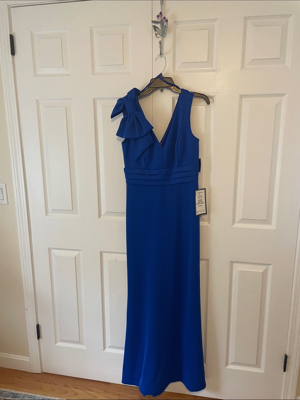 Jessica Howard Royal Blue One-Shoulder Ruffle Gown